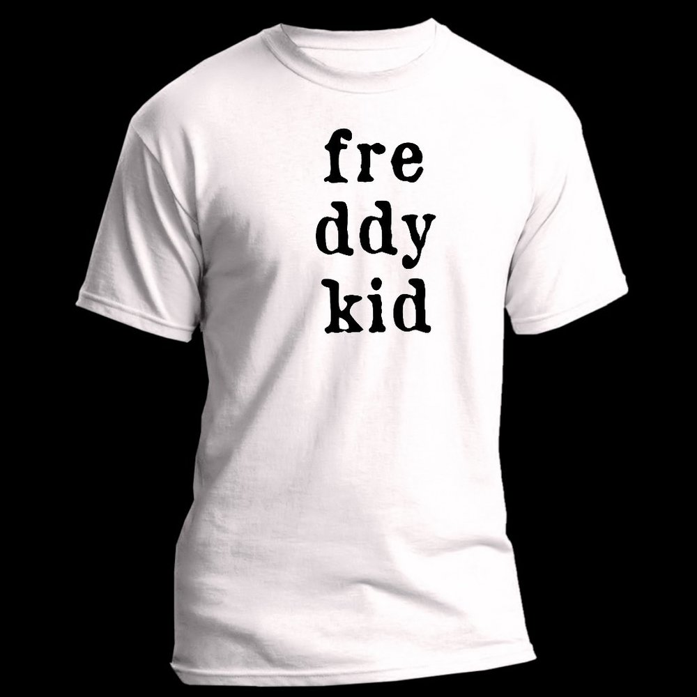 freddykid brand t-shirt - typewriter letters FRD DDY KID